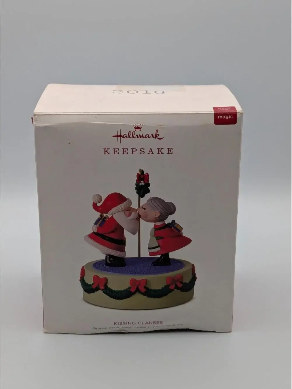 Hallmark Keepsake Kissing Clauses 2018 Sound & Motion Magic Christmas Ornament